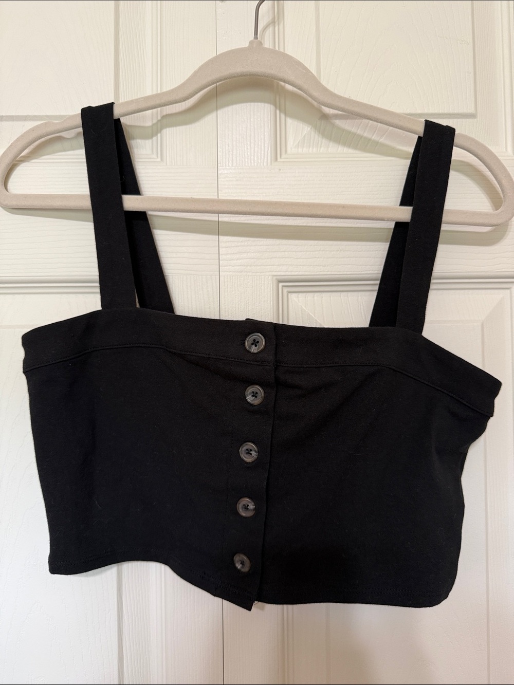 Forever 21 Black Button-Front Crop Tank